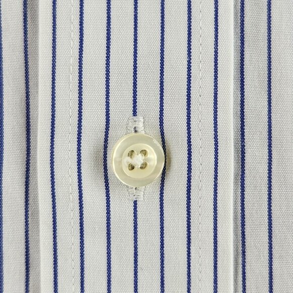 Brooks Brothers Non-Iron Blue 16 36 Cotton Point Slim Striped Shirt Button Up - Picture 6 of 16